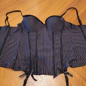 Black Pinstripe Corset - Halloween Costume/Cosplay Bustier